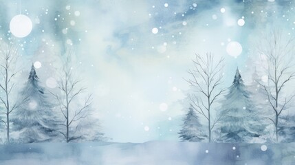 Obraz na płótnie Canvas Winter watercolor light blue background. AI generated.