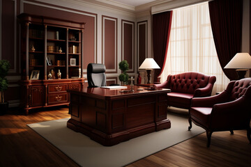Executive Office with Traditional Mahogany Furniture