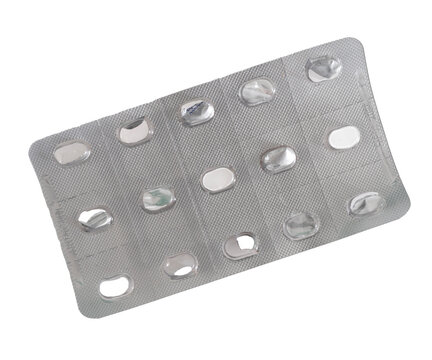 plaquette vide de m&eacute;dicaments sur fond transparent