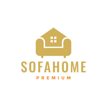 sofa house interior furniture simple flat modern clean logo design vector icon illustration