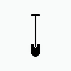 Shovel Icon. Gardening Tool, Dig Equipment Symbol - Vector.