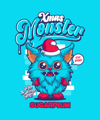 Sugarplum Funny Xmas Cartoon Illustration.