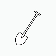 Shovel Icon. Gardening Tool, Dig Equipment Symbol - Vector.
