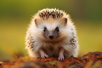 Fototapeta premium こちらを見つめる可愛いハリネズミ
