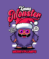 Merryplumps Funny Xmas Cartoon Illustration.