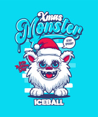 Iceball Funny Xmas Cartoon Illustration.