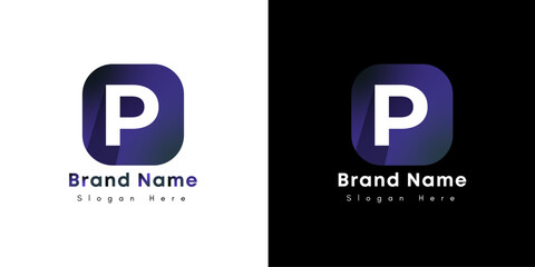P letter gradient alphabet logo for company