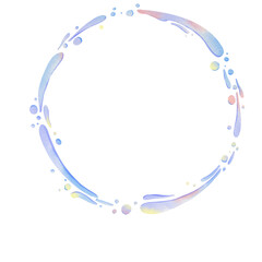 blue frame wit bubbles. Watercolor blue round frame suitable for decoration, card and stationery 