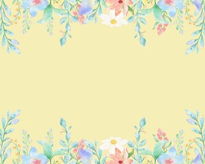 Fototapeta na wymiar Watercolor floral background suitable for design, wedding, invitation, card, stationery 