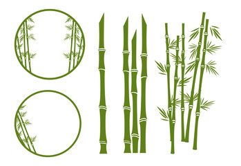 Bamboo flat vector illustration - obrazy, fototapety, plakaty