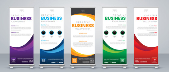 business abstract roll up banner design set - obrazy, fototapety, plakaty