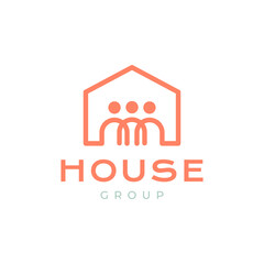 house people group team community lines style minimal logo design vector icon illustration