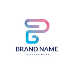 B gradient minimal custom abstract logo