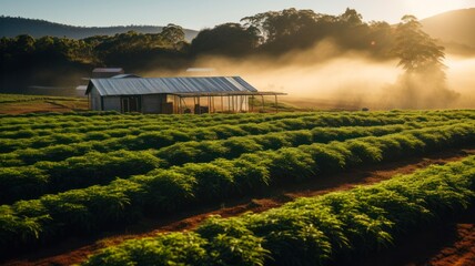 Vibrant Agro-plantation Farm with Soya Beans Cultivated through Generative AI