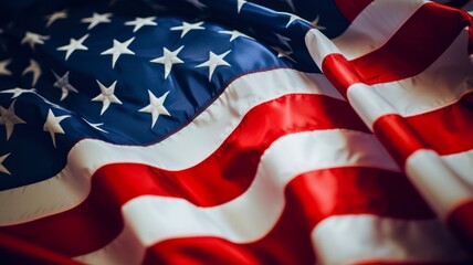 Vibrant American Flag Closeup Celebrating National Holiday - obrazy, fototapety, plakaty