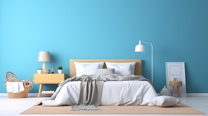 Interior of stylish room with big bed Created with generative Ai	
