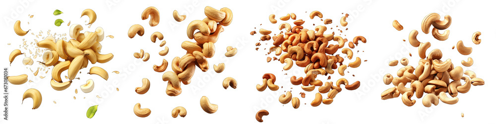 Wall mural Falling cashew nuts  Hyperrealistic Highly Detailed Isolated On Transparent Background Png File - Wall murals