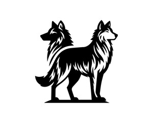 animal, animals, dog, face, gaming, graphic, head, howl, howling, hunter, husky, illustration, logo, mascot, power, siberian, sport, strength, strong, team, template, vector, wild, wolf, wolves