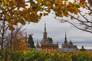 View of the upper part of the royal palace through the tree branches.