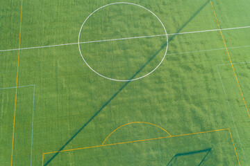 Aerial view with drone of a soccer pitch