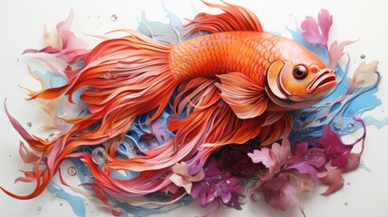 Obraz na płótnie Canvas Underwater life: Graceful goldfish in the water habitat