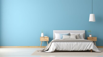 Interior of stylish room with big bed Created with generative Ai	
