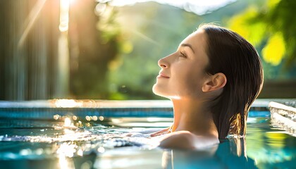 Woman relaxing at outdoor Spa