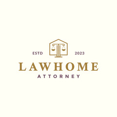 pillar law attorney firm house line style simple classic luxury logo design vector icon illustration