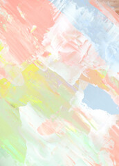 パステルカラーの絵の具で描いた抽象的な模様の背景素材