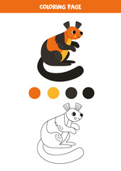 Color cute cartoon giant squirrel. Worksheet for kids.
