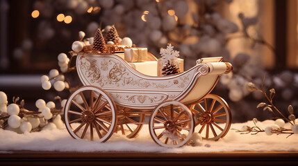 Toy horse carriage for decoration or as a gift.