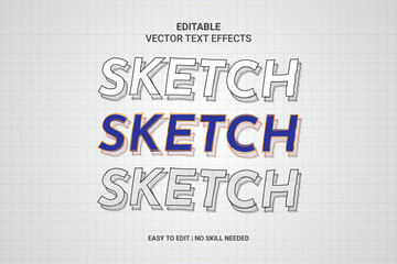 Editable Sketch Hand Drawn Text Effects, 3D, Neon, Sketch Premium Vector And Included Graphic Style. 