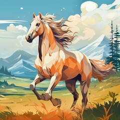 Obraz na płótnie Canvas horse on the meadow, generative AI 