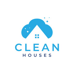 house clean roof services modern shape simple minimal logo design vector icon illustration