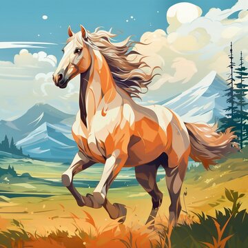 horse on the meadow, generative AI 