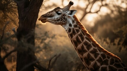 Obraz premium AI generated illustration of a giraffe standing in a sunny field