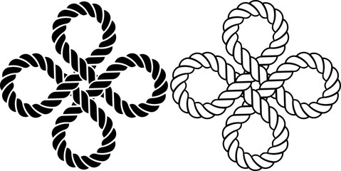 four leaf clover rope knot icon set - obrazy, fototapety, plakaty