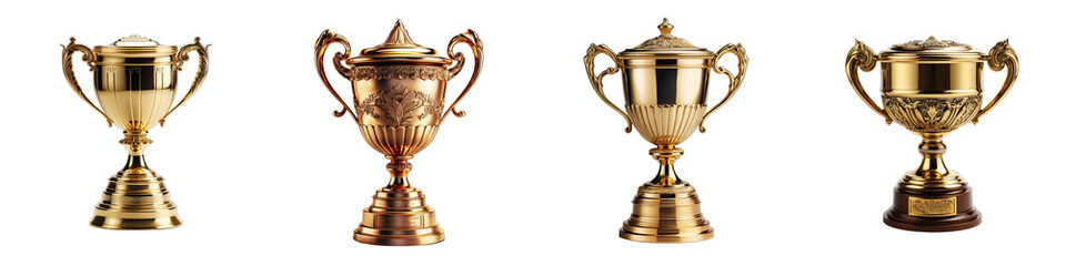 Gold trophy cup  Hyperrealistic Highly Detailed Isolated On Transparent Background Png File - obrazy, fototapety, plakaty