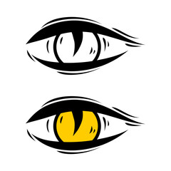 Set line eye of dragon icon flat vector design