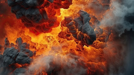 Abstract background explosion 3d lava, many fire and smoke V1