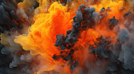 Abstract background explosion 3d lava, many fire and smoke V2