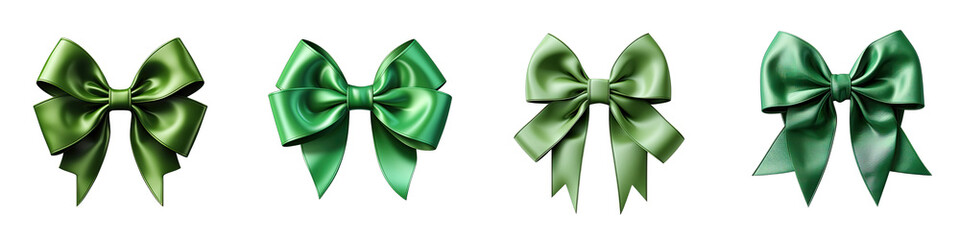 green bow  Hyperrealistic Highly Detailed Isolated On Transparent Background Png File - obrazy, fototapety, plakaty