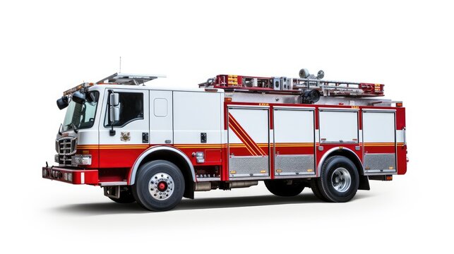 Fire truck on a white background, AI generated Image
