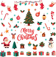 Merry christmas attribute vector pack