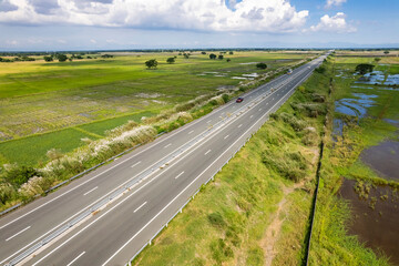 Aerial of Central Luzon Link Expressway , better known by its acronym CLLEX, stretching from La...