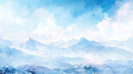 Background snow mountain watercolor V2