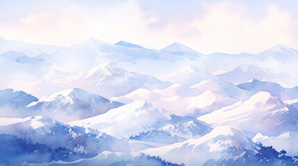 Background snow mountain watercolor V1