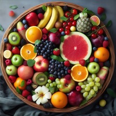 Naklejka na ściany i meble top view of a fruit basket