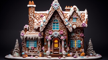 Fototapeta premium A beautifully decorated gingerbread house