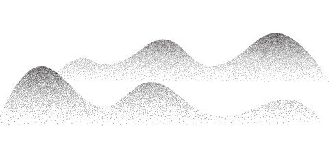 Wave grain pattern background. Abstract dot stipple lines, black noise dotes, sand texture, grainy effect, vector illustration isolated on white background - obrazy, fototapety, plakaty